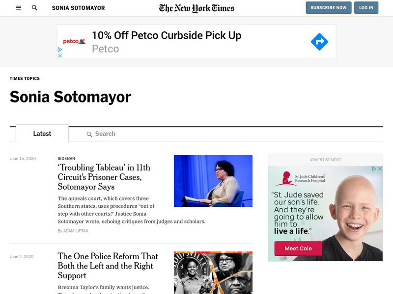 New York Times: Sonia Sotomayor Handout New York Times: Sonia Sotomayor Handout