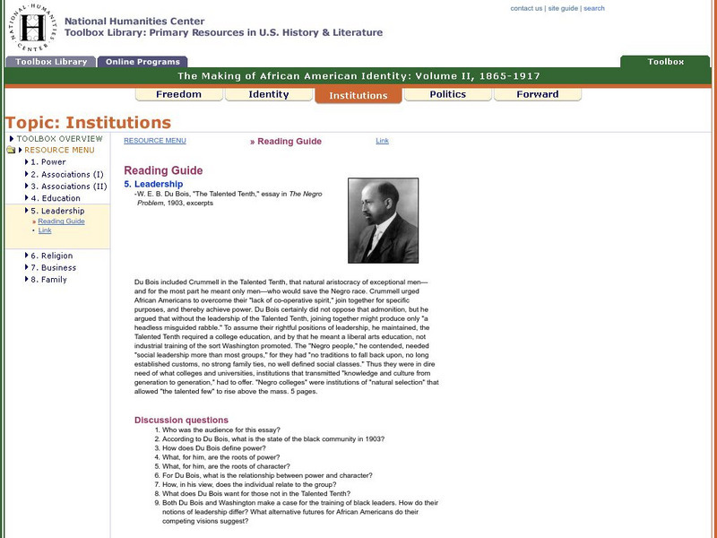 National Humanities Center: Toolbox Library: Leadership, Making of African American Identity: V. 2 Primary National Humanities Center: Toolbox Library: Leadership, Making of African American Identity: V. 2 Primary
