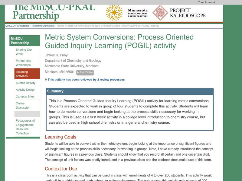 Serc: Minnesota State Colleges and Universities: Metric System Conversions Handout Serc: Minnesota State Colleges and Universities: Metric System Conversions Handout