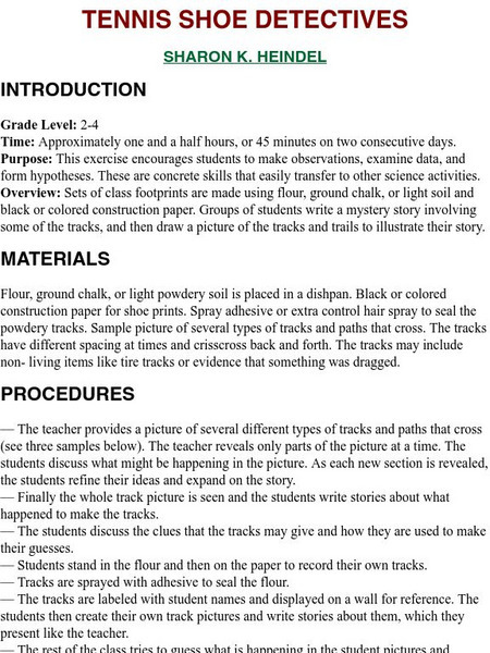 Ucmp: Understanding Science: Tennis Shoe Detectives Lesson Plan Ucmp: Understanding Science: Tennis Shoe Detectives Lesson Plan