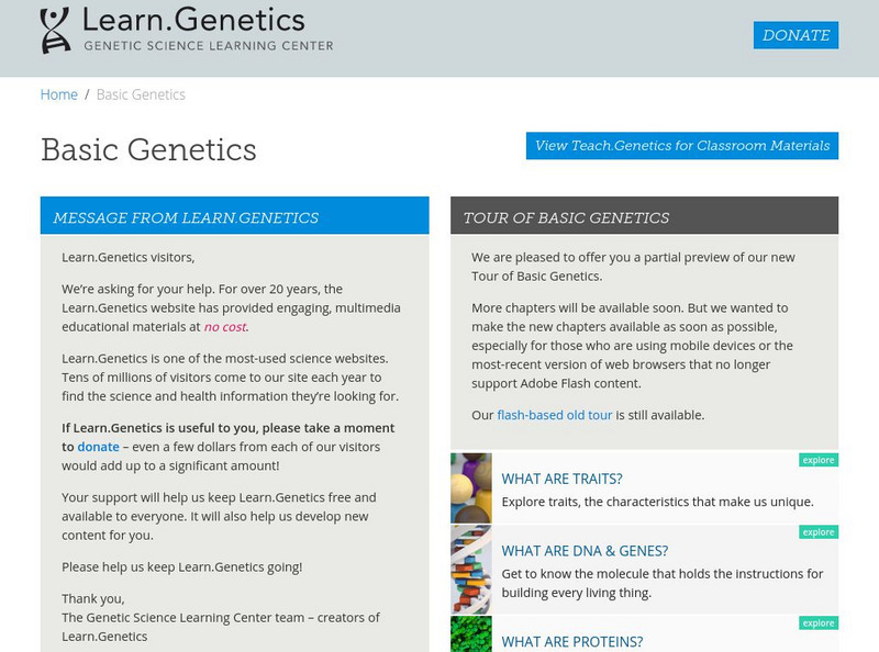 University of Utah: learn.genetics: Foundational Toolkit Genes Handout
