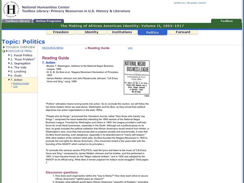 National Humanities Center: Toolbox Library: Action, Making of African American Identity: V. 2 Primary National Humanities Center: Toolbox Library: Action, Making of African American Identity: V. 2 Primary