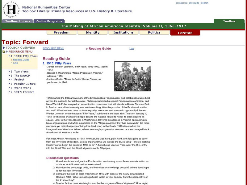 National Humanities Center: Toolbox Library: 1913: Fifty Years, Making of African American Identity: V. 2 Primary National Humanities Center: Toolbox Library: 1913: Fifty Years, Making of African American Identity: V. 2 Primary