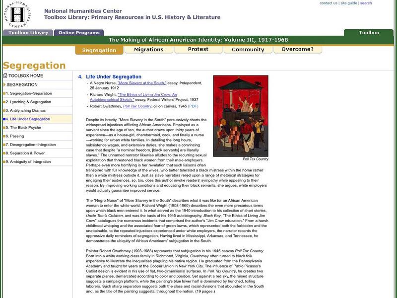 National Humanities Center: Toolbox Library: Life Under Segregation: Making of African American Identity: V. 3 Primary National Humanities Center: Toolbox Library: Life Under Segregation: Making of African American Identity: V. 3 Primary