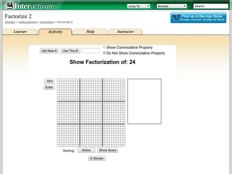 Shodor Interactivate: Factorize 2 Activity Shodor Interactivate: Factorize 2 Activity