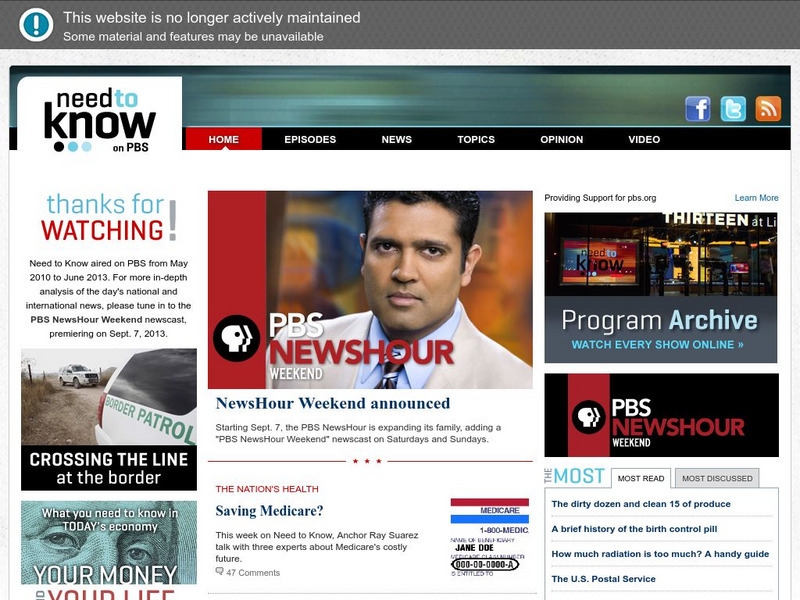 Pbs: Need to Know on Pbs Website Pbs: Need to Know on Pbs Website