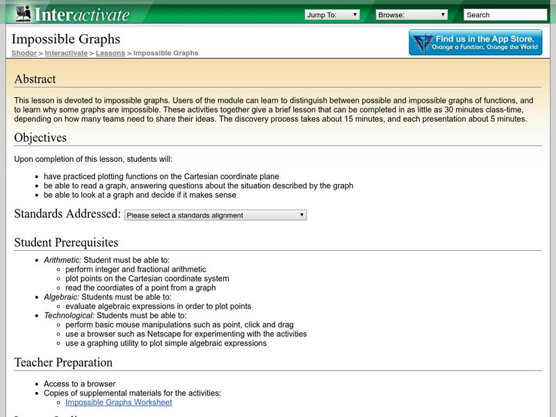 Shodor Interactivate: Lesson: Impossible Graphs Lesson Plan Shodor Interactivate: Lesson: Impossible Graphs Lesson Plan