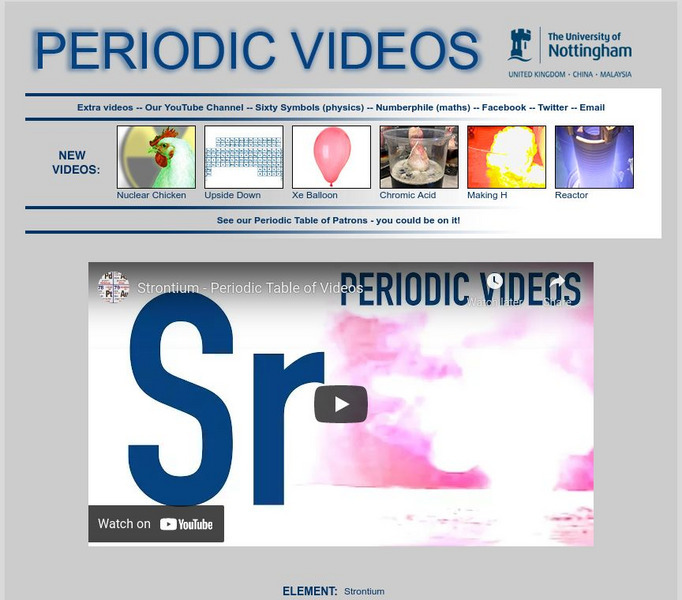 University of Nottingham: Periodic Table of Videos: Strontium Instructional Video