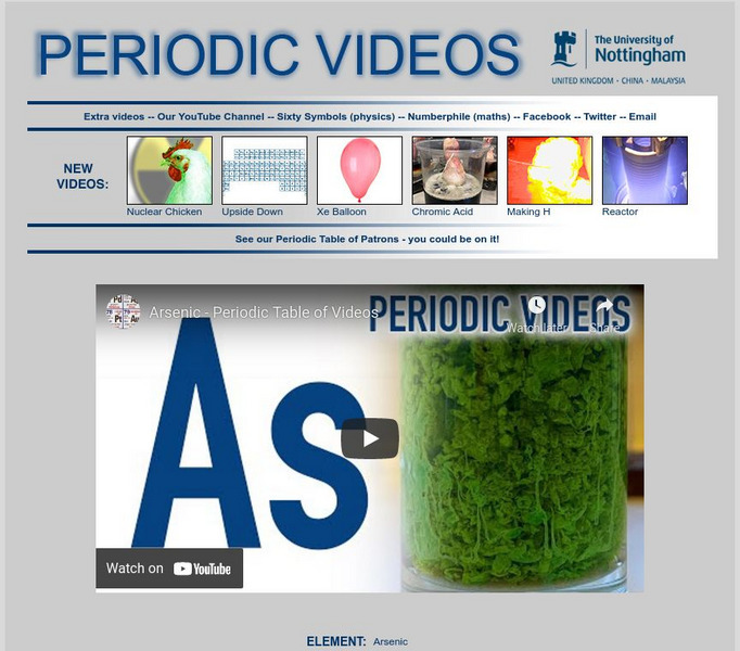 University of Nottingham: Periodic Table of Videos: Arsenic Instructional Video
