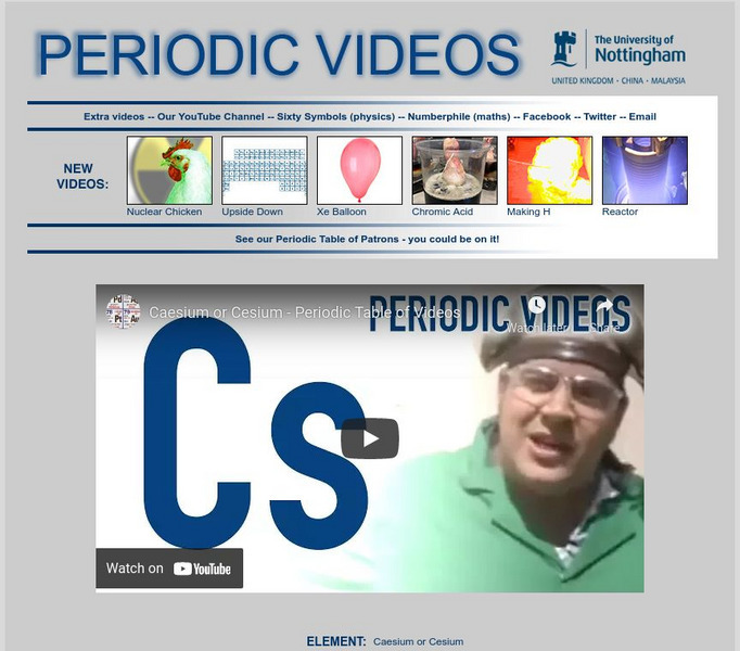 University of Nottingham: Periodic Table of Videos: Cesium Instructional Video