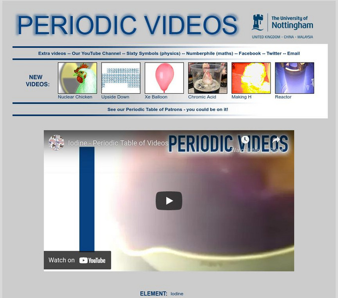 University of Nottingham: Periodic Table of Videos: Iodine Instructional Video