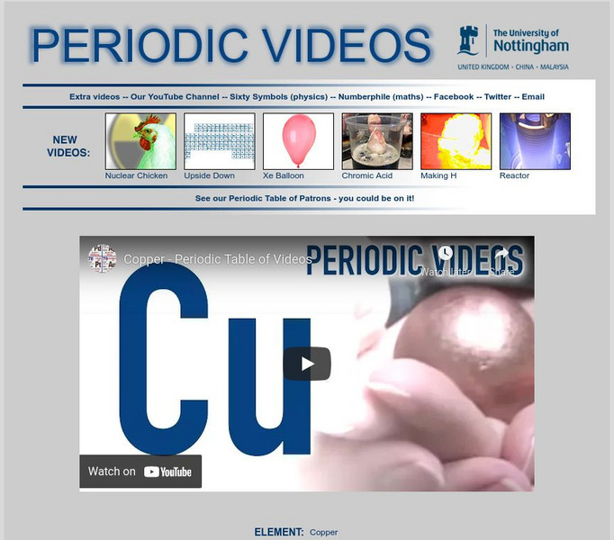 University of Nottingham: Periodic Table of Videos: Copper Instructional Video