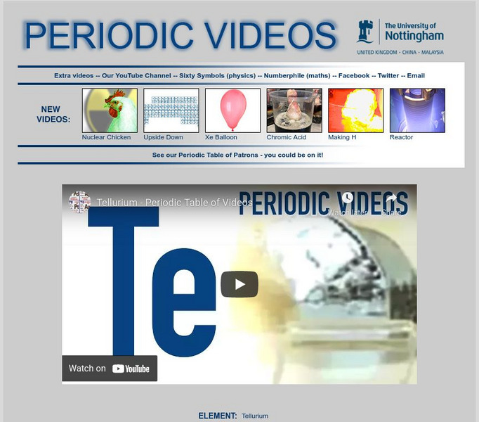 University of Nottingham: Periodic Table of Videos: Tellurium Instructional Video
