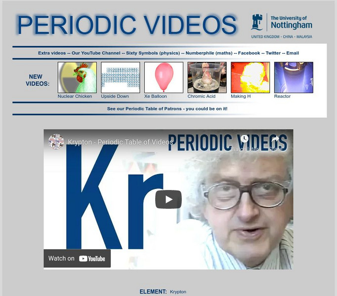 University of Nottingham: Periodic Table of Videos: Krypton Instructional Video