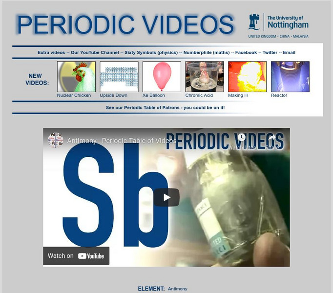 University of Nottingham: Periodic Table of Videos: Antimony Instructional Video
