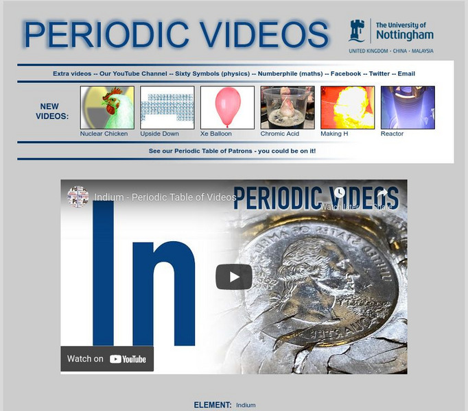 University of Nottingham: Periodic Table of Videos: Indium Instructional Video