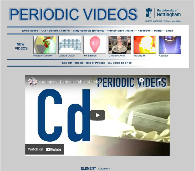 University of Nottingham: Periodic Table of Videos: Cadmium Instructional Video