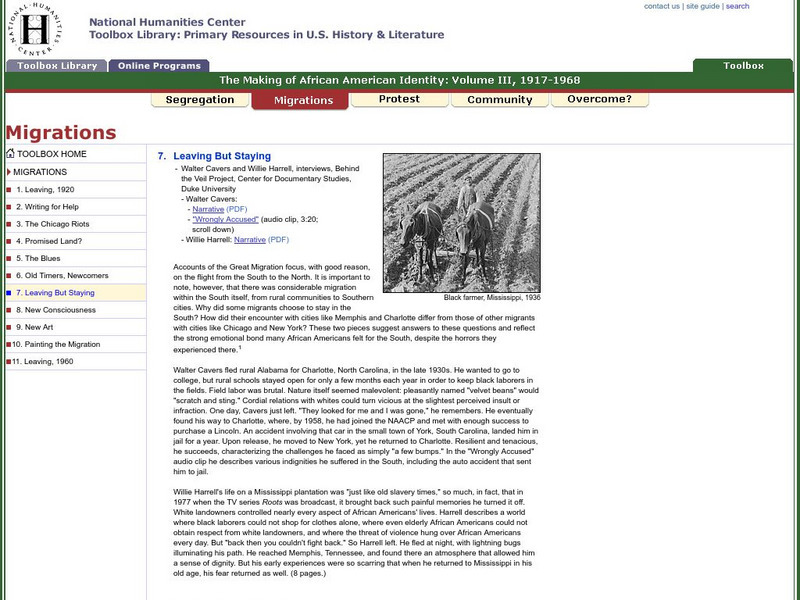 National Humanities Center: Toolbox Library: Making of African American Identity: Leaving, but Staying Primary National Humanities Center: Toolbox Library: Making of African American Identity: Leaving, but Staying Primary