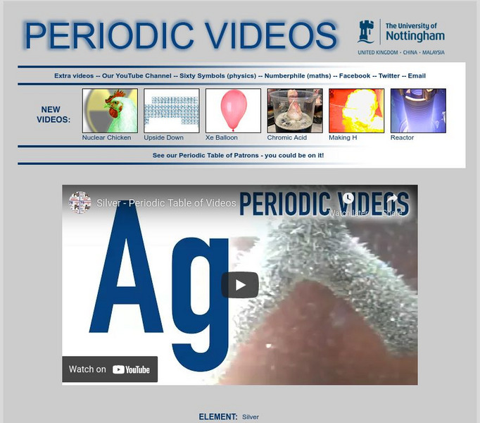 University of Nottingham: Periodic Table of Videos: Silver Instructional Video