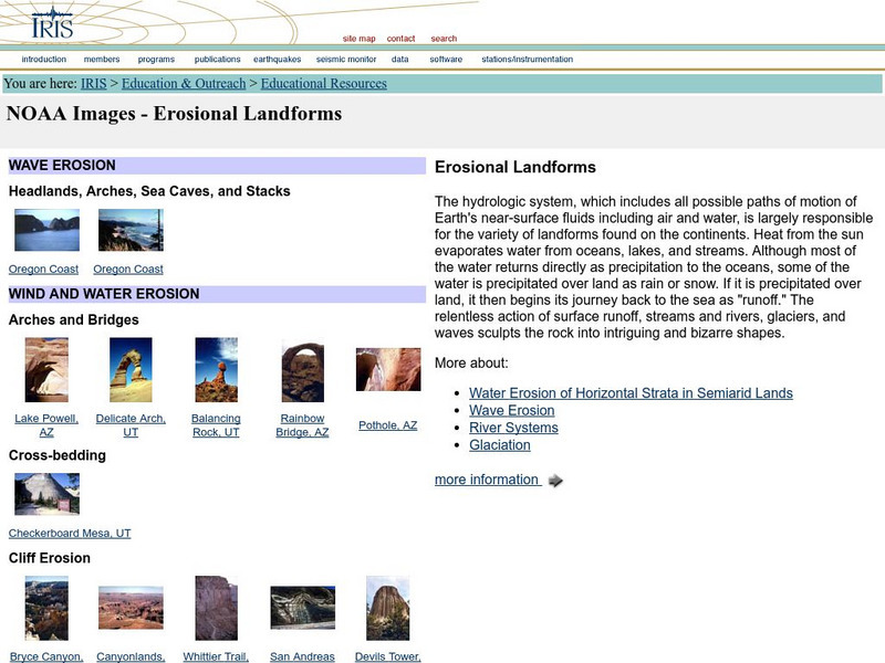 Iris: Noaa Images: Erosional Landforms Graphic Iris: Noaa Images: Erosional Landforms Graphic