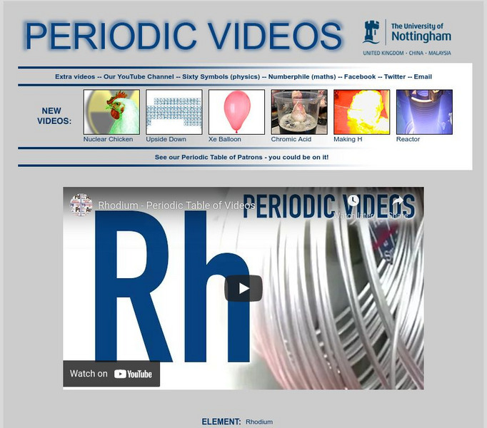 University of Nottingham: Periodic Table of Videos: Rhodium Instructional Video