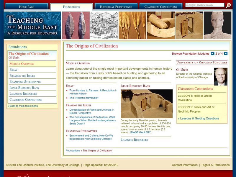 University of Chicago Library: Teaching the Middle East: Origins of Civilization Website University of Chicago Library: Teaching the Middle East: Origins of Civilization Website