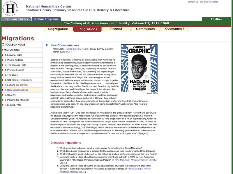 National Humanities Center: Toolbox Library: Making of African American Identity: New Consciousness Primary National Humanities Center: Toolbox Library: Making of African American Identity: New Consciousness Primary