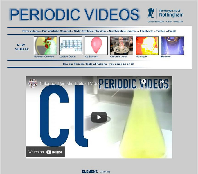 University of Nottingham: Periodic Table of Videos: Chlorine Instructional Video