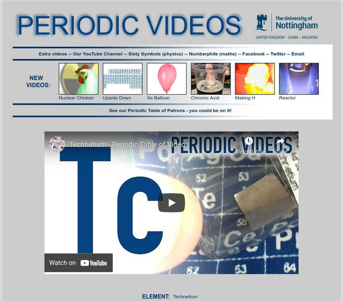 University of Nottingham: Periodic Table of Videos: Technetium Instructional Video