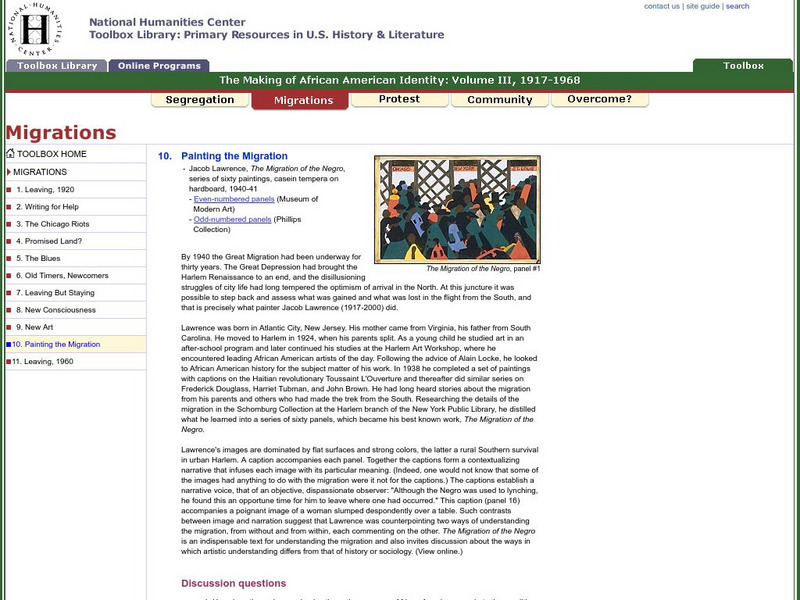 National Humanities Center: Toolbox Library: Making of African American Identity: Painting the Migration Primary National Humanities Center: Toolbox Library: Making of African American Identity: Painting the Migration Primary