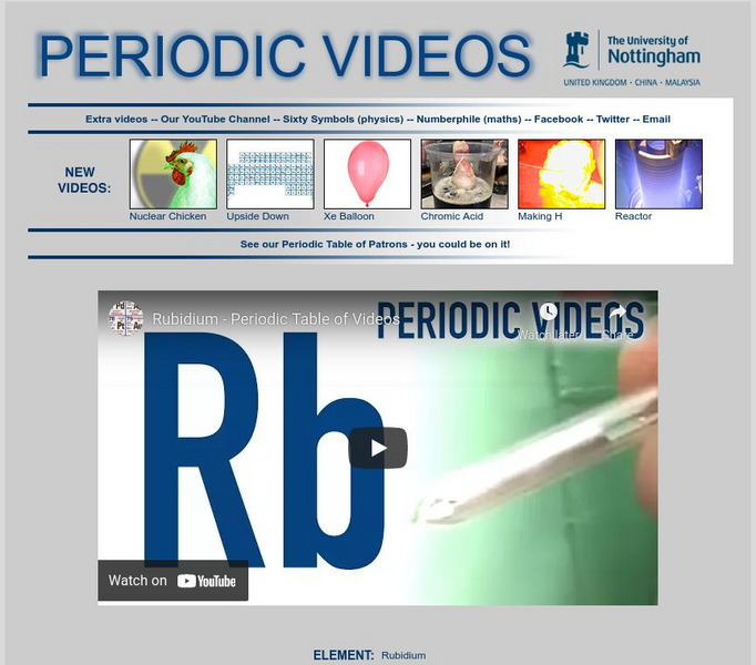 University of Nottingham: Periodic Table of Videos: Rubidium Instructional Video