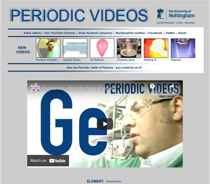 University of Nottingham: Periodic Table of Videos: Germanium Instructional Video