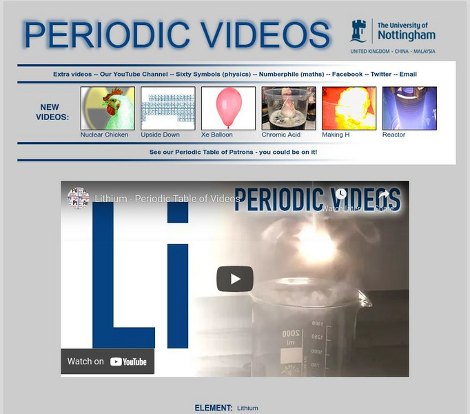 University of Nottingham: Periodic Table of Videos: Lithium Instructional Video