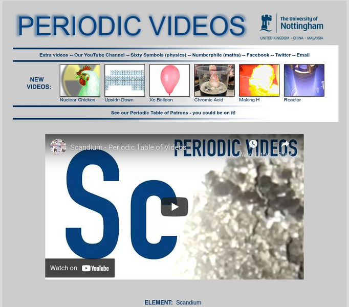 University of Nottingham: Periodic Table of Videos: Scandium Instructional Video