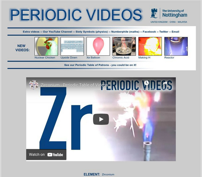 University of Nottingham: Periodic Table of Videos: Zirconium Instructional Video