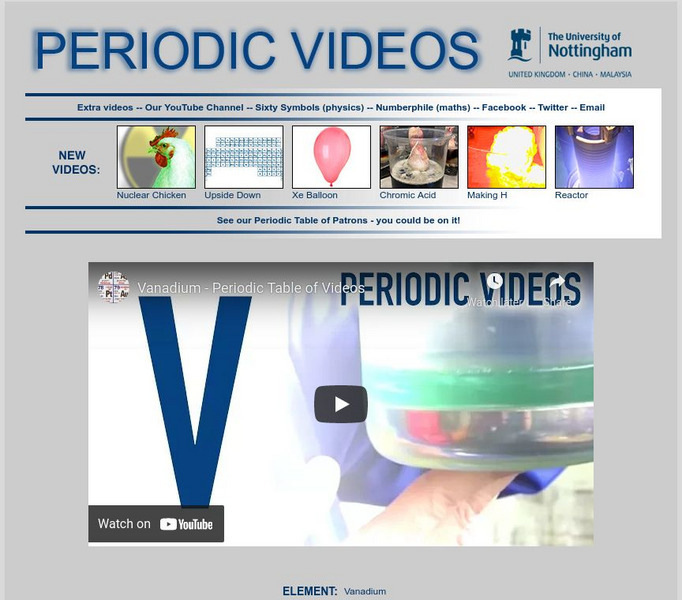University of Nottingham: Periodic Table of Videos: Vanadium Instructional Video