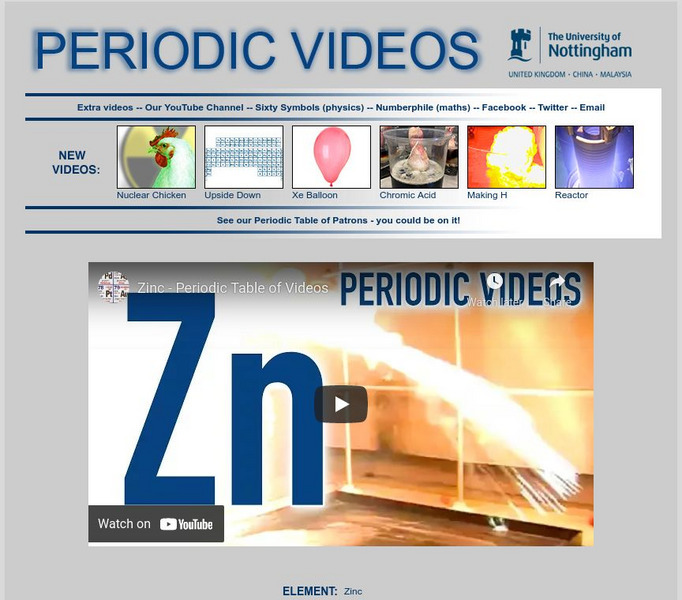 University of Nottingham: Periodic Table of Videos: Zinc Instructional Video