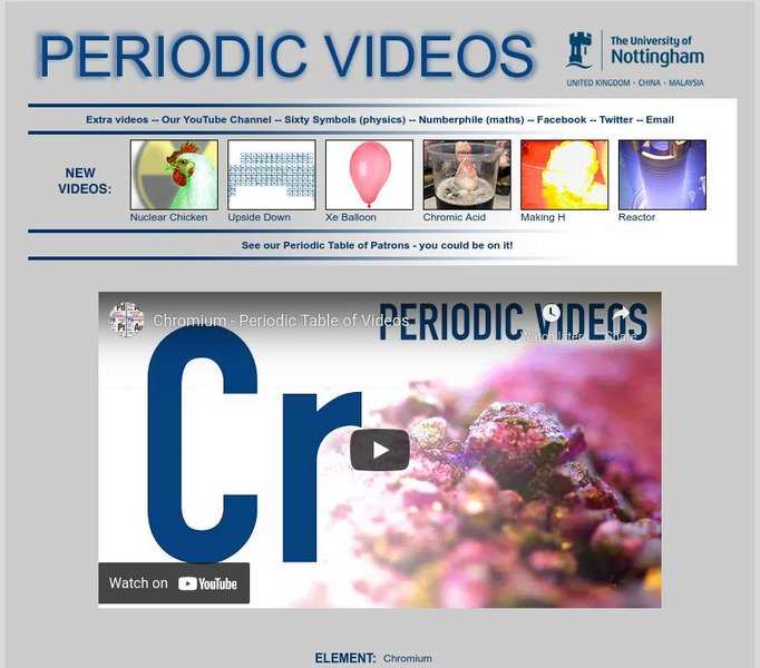 University of Nottingham: Periodic Table of Videos: Chromium Instructional Video