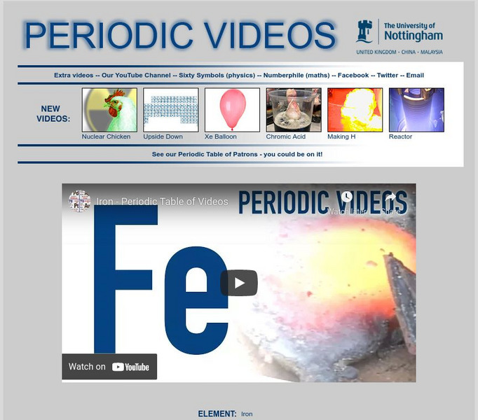 University of Nottingham: Periodic Table of Videos: Iron Instructional Video