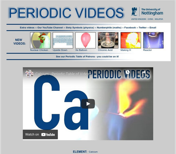 University of Nottingham: Periodic Table of Videos: Calcium Instructional Video University of Nottingham: Periodic Table of Videos: Calcium Instructional Video