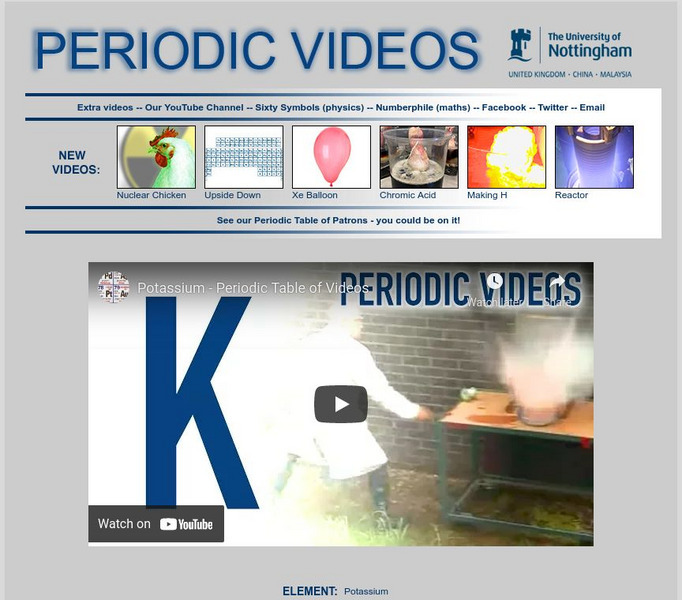 University of Nottingham: Periodic Table of Videos: Potassium Instructional Video