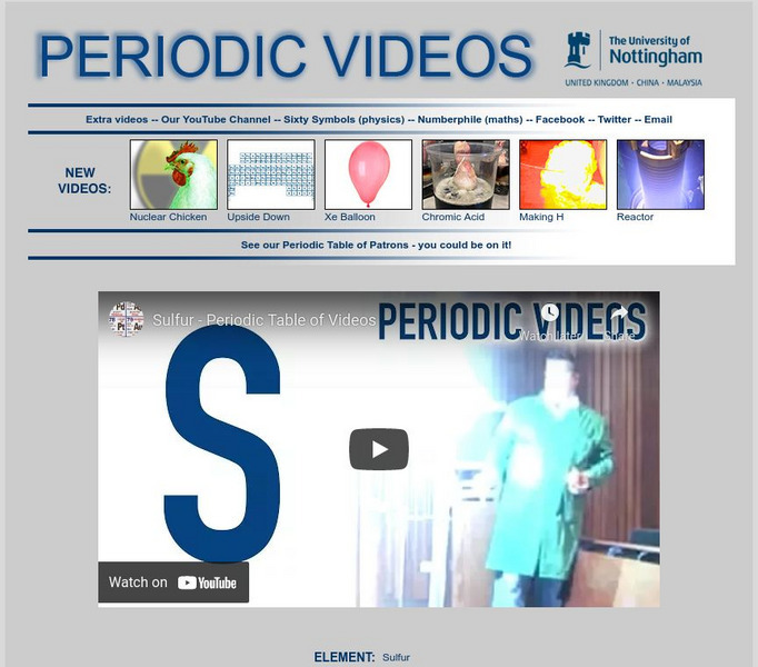 University of Nottingham: Periodic Table of Videos: Sulfur Instructional Video