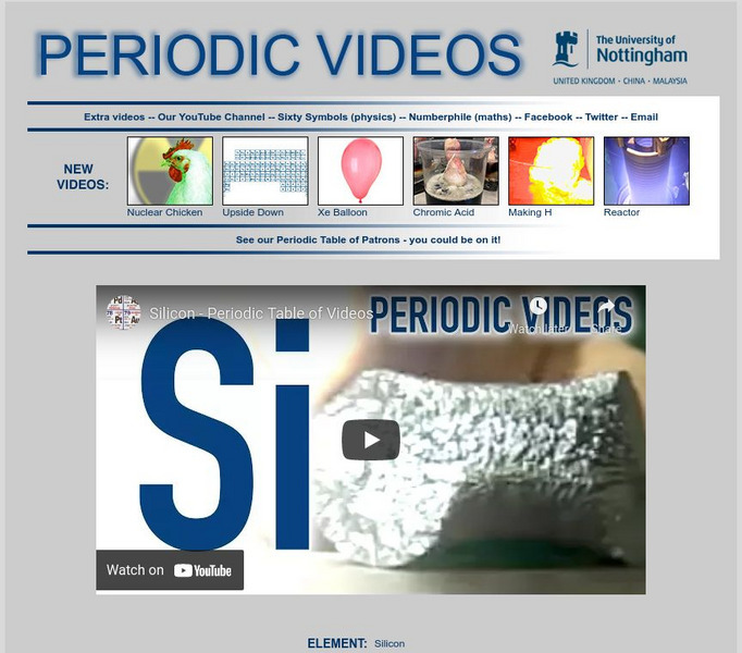 University of Nottingham: Periodic Table of Videos: Silicon Instructional Video