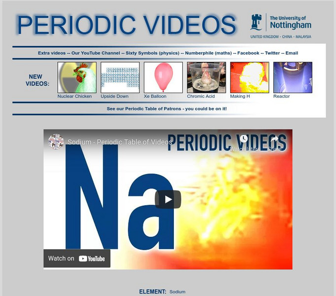 University of Nottingham: Periodic Table of Videos: Sodium Instructional Video