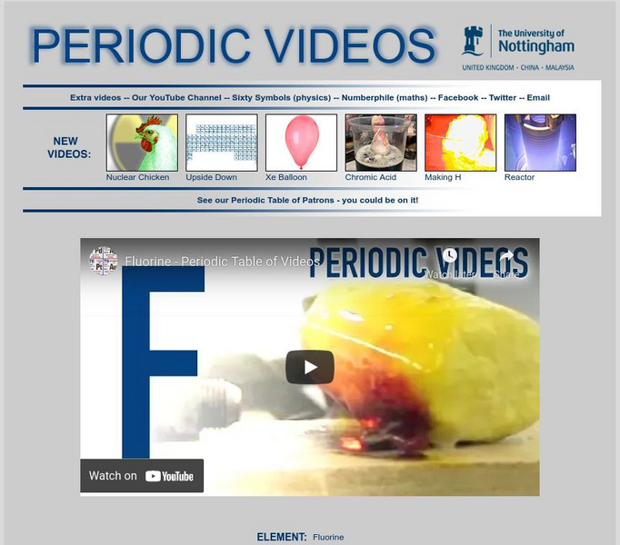 University of Nottingham: Periodic Table of Videos: Fluorine Instructional Video