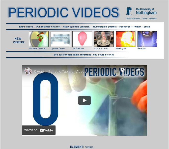 University of Nottingham: Periodic Table of Videos: Oxygen Instructional Video