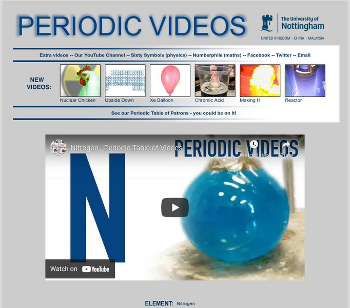 University of Nottingham: Periodic Table of Videos: Nitrogen Instructional Video