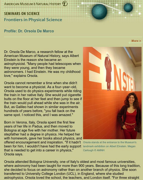 American Museum of Natural History: Profile: Dr. Orsola De Marco Website American Museum of Natural History: Profile: Dr. Orsola De Marco Website