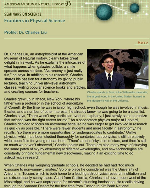 American Museum of Natural History: Profile: Dr. Charles Liu Website American Museum of Natural History: Profile: Dr. Charles Liu Website
