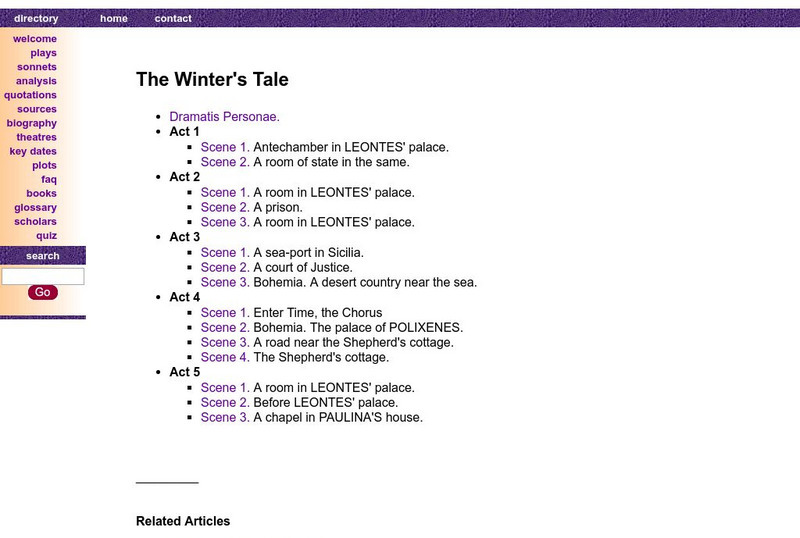 Shakespeare Online: The Winter's Tale Primary Shakespeare Online: The Winter's Tale Primary